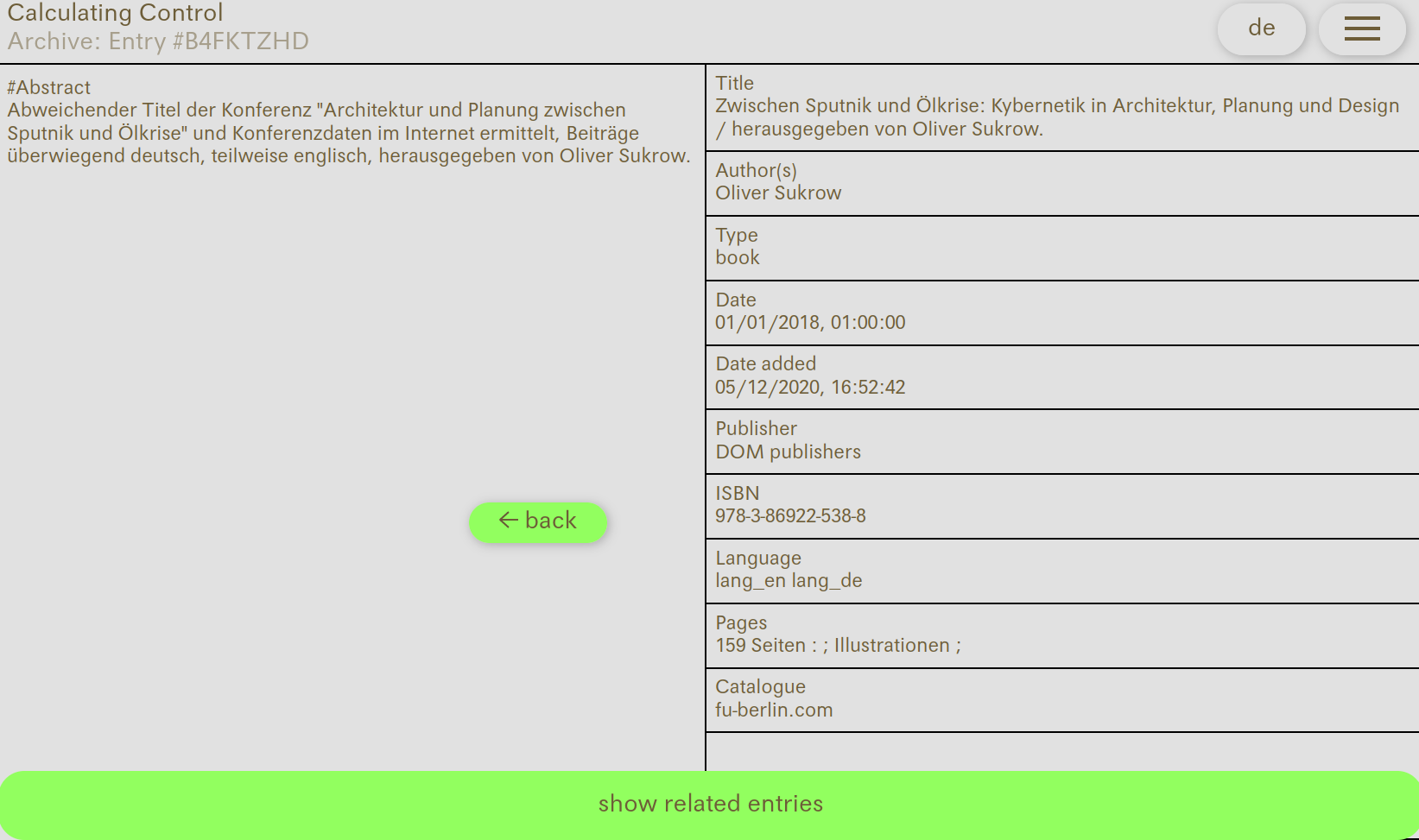 Calculating Control website screenshot