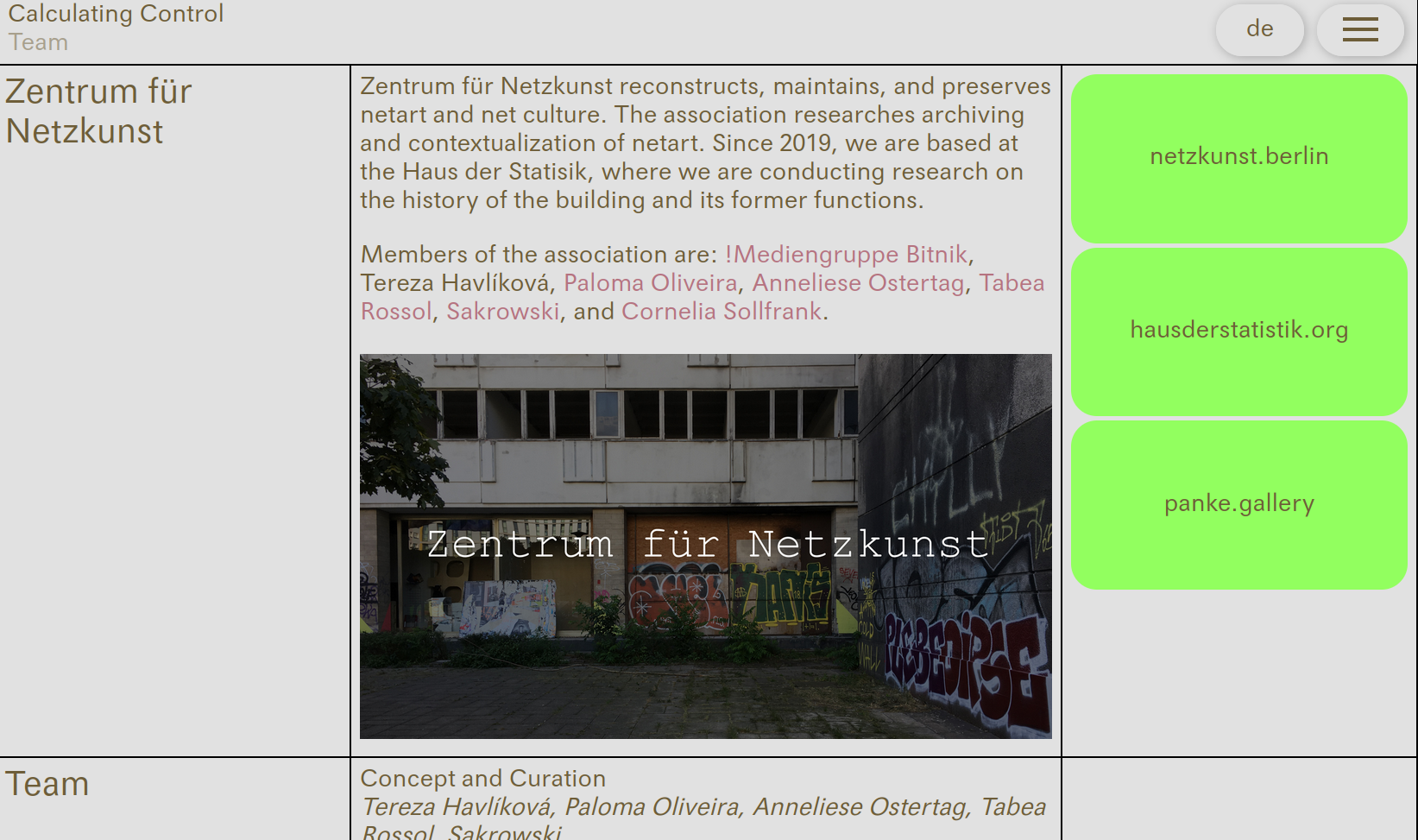 Calculating Control website screenshot