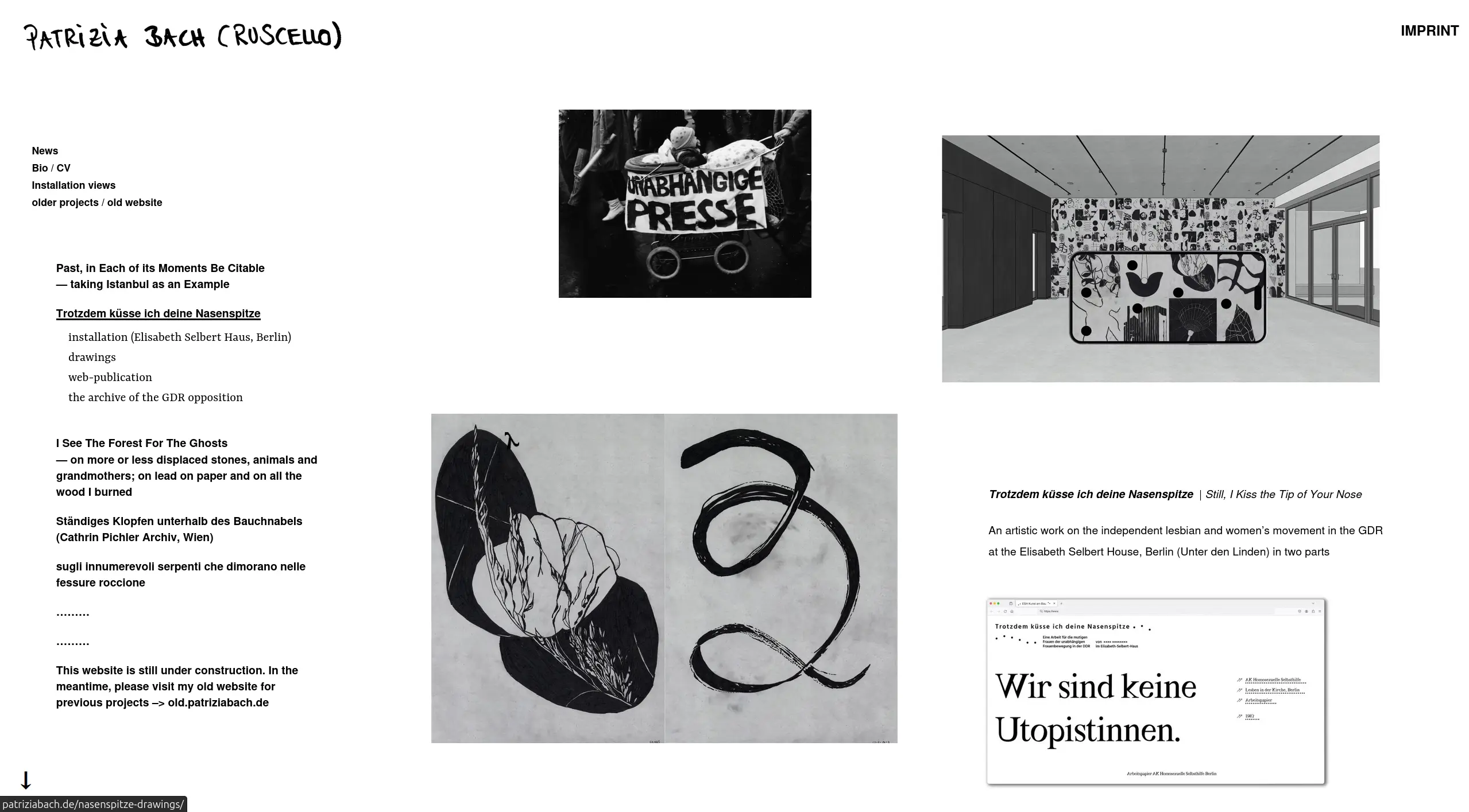 Patrizia Bach's website screenshot