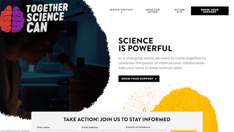 A screen shot of the Together Science Can website